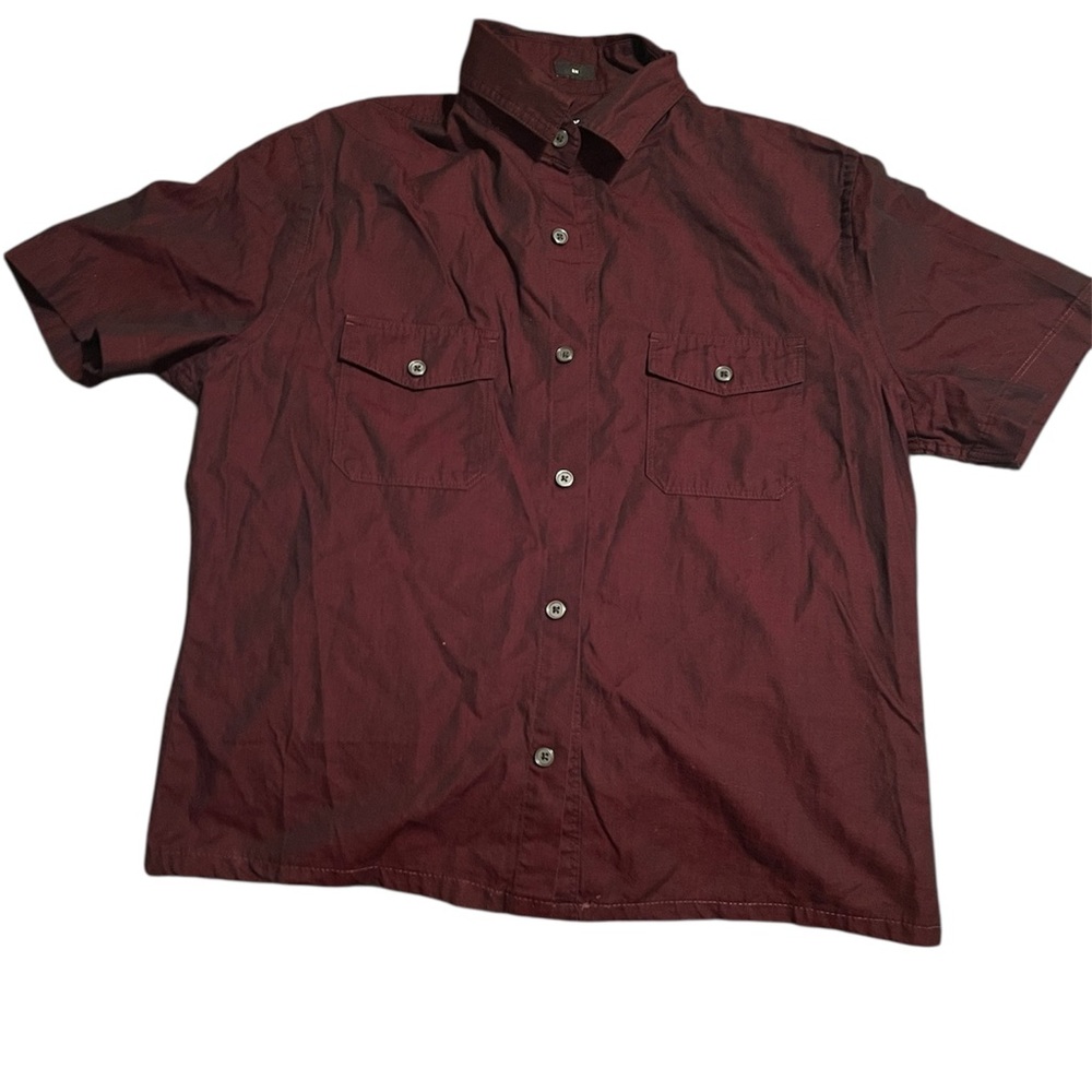Express Red Casual Button Down Shirt Short Sleeve